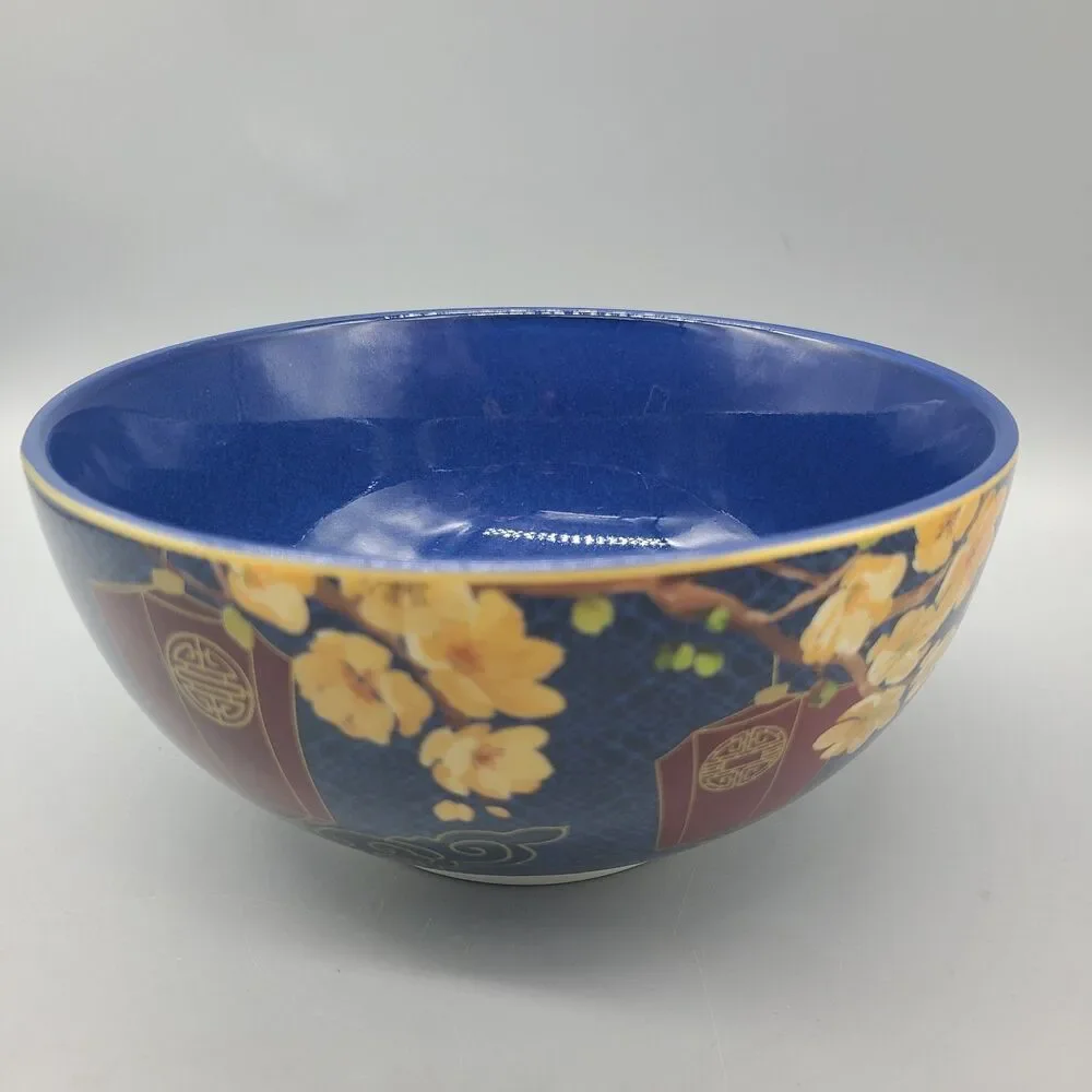 Williams Sonoma Lunar Noodle Serving Bowl Phoenix 7.25” Blue Dragons Sakura NEW